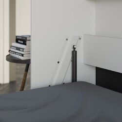 SMARTBett Schrankbett Horizontal 120x200 Weiss/Anthrazit Hochglanz Lattenrost Komfort Griff Lang