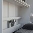 SMARTBett Schrankbett Horizontal 120x200 Weiss/Anthrazit Hochglanz Lattenrost Komfort Griff Lang