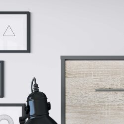 SMARTBett Schrankbett Horizontal 140x200 Anthrazit/Eiche Sonoma Lattenrost Komfort Griff Lang