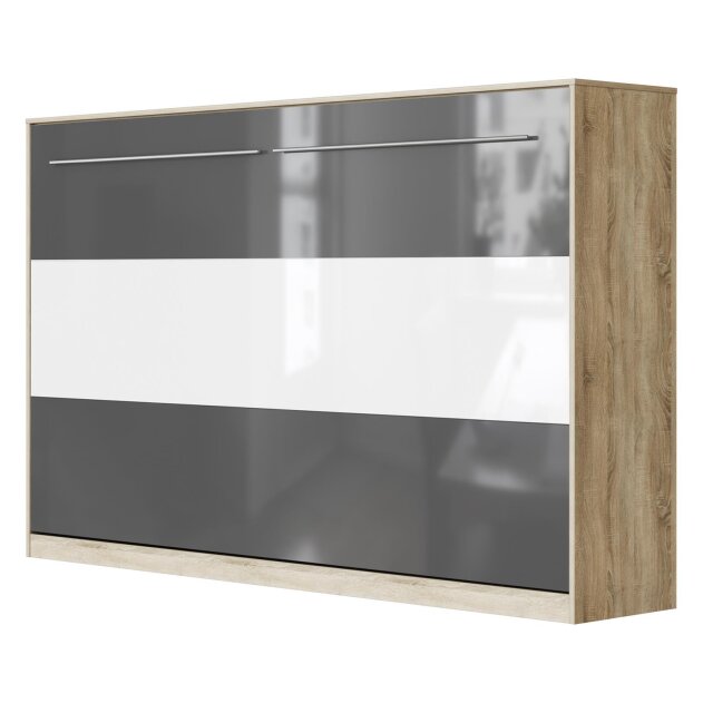 AKTION! NEU!!!! SMARTBett Schrankbett Standard 120x200 Horizontal Eiche Sonoma/Anthrazit Hochglanz & Weiss Hochglanz mit Gasdruckfedern