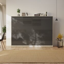 AKTION! NEU!!!!SMARTBett Schrankbett Standard Komfort 140x200 Horizontal Beton/Anthrazit Hochglanz mit Gasdruckfedern