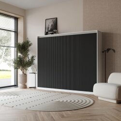 SMARTBett Schrankbett Classic Horizontal 160x200 Weiss/Anthrazit geriffelt