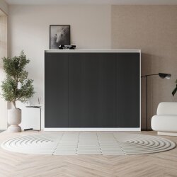 SMARTBett Schrankbett Classic Horizontal 160x200 Weiss/Anthrazit geriffelt