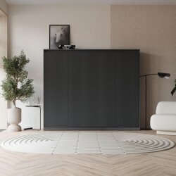 SMARTBett Schrankbett Classic Horizontal 140x200 Anthrazit/Anthrazit geriffelt