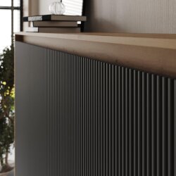 SMARTBett Schrankbett Classic Horizontal 140x200 Wildeiche/Anthrazit geriffelt