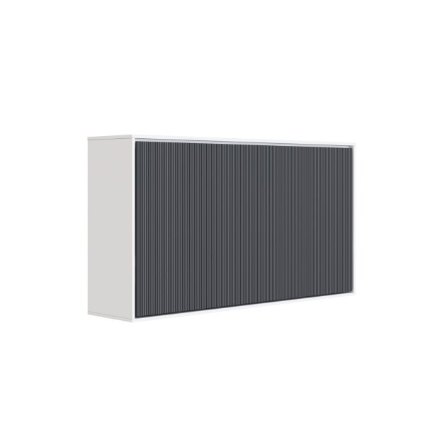 SMARTBett Schrankbett M2 Horizontal 100x200 Weiss/Waves Anthrazit mit Polsterrahmen