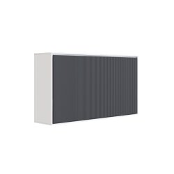 SMARTBett Schrankbett M2 Horizontal 100x200 Weiss/Waves Anthrazit mit Polsterrahmen