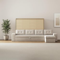 SMARTBett Schrankbett M2 Horizontal mit Sofa 160x200 Kaiserberg Eiche/Kaiserberg Eiche mit Polsterrahmen Ecksofa Sandgrau 26 cm Armlehnen Lesen Sie mehr SMARTBett Schrankbett M2 Horizontal mit Sofa 160x200 Kaiserberg Eiche/Kaiserberg Eiche mit Polsterrahmen Ecksofa Sandgrau 26 cm Armlehnen