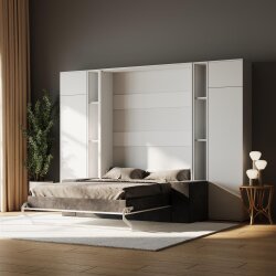 SMARTBett Wohnwand Set Schrankbett M1 + 2 Schrank M1 2.0012 + 2 Standregal M1 2.0014