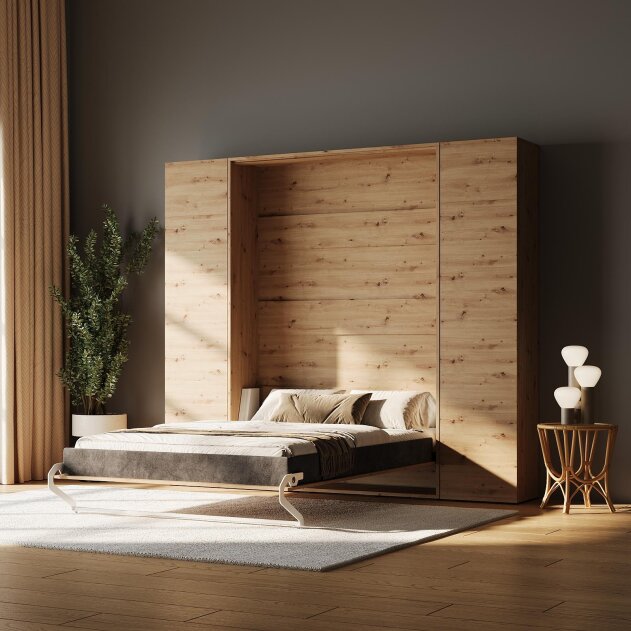 SMARTBett Wohnwand Set Schrankbett M1 + 2 Schrank M1 2.0012 180x200 Wildeiche/Wildeiche