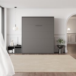 SMARTBett Schrankbett M3 Vertikal 180x200 Anthrazit/Anthrazit mit Polsterrahmen