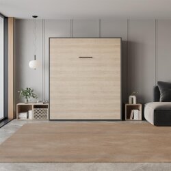 SMARTBett Schrankbett M3 Vertikal 160x200 Anthrazit/Kaiserberg Eiche mit Polsterrahmen