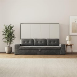 SMARTBett Schrankbett M2 Horizontal mit Sofa 140x200 Perlgrau/Perlgrau mit Polsterrahmen Sofa Anthrazit 11 cm Armlehnen Lesen Sie mehr SMARTBett Schrankbett M2 Horizontal mit Sofa 140x200 Perlgrau/Perlgrau mit Polsterrahmen Sofa Anthrazit 11 cm Armlehnen