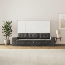 SMARTBett Schrankbett M2 Horizontal mit Sofa 140x200 Weiss/Weiss mit Polsterrahmen Sofa Anthrazit 11 cm Armlehnen Lesen Sie mehr SMARTBett Schrankbett M2 Horizontal mit Sofa 140x200 Weiss/Weiss mit Polsterrahmen Sofa Anthrazit 11 cm Armlehnen