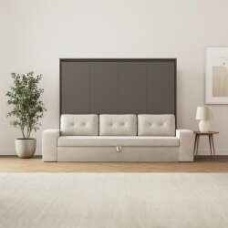 SMARTBett Schrankbett M2 Horizontal mit Sofa 160x200 Anthrazit/Anthrazit mit Polsterrahmen Sofa Sandgrau 11 cm Armlehnen Lesen Sie mehr SMARTBett Schrankbett M2 Horizontal mit Sofa 160x200 Anthrazit/Anthrazit mit Polsterrahmen Sofa Sandgrau 11 cm Armlehnen