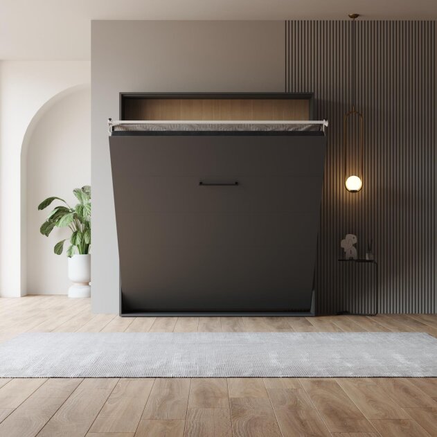 Schrankbett M1 160x200 Vertikal Anthrazit LIMITED EDITION! - Rückwand Kaiserberg Eiche