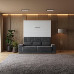 SMARTBett Schrankbett M1 Vertikal mit Sofa 180x200 Weiss/Weiss Hochglanz mit Polsterrahmen Sofa Anthrazit mit Stauraum Lesen Sie mehr SMARTBett Schrankbett M1 Vertikal mit Sofa 180x200 Weiss/Weiss Hochglanz mit Polsterrahmen Sofa Anthrazit mit Stauraum
