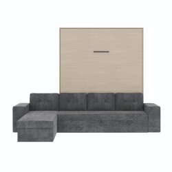 SMARTBett Schrankbett M3 Vertikal mit Ecksofa 160x200 Kaiserberg Eiche/Kaiserberg Eiche mit Polsterrahmen Ecksofa Anthrazit 11cm Armlehne