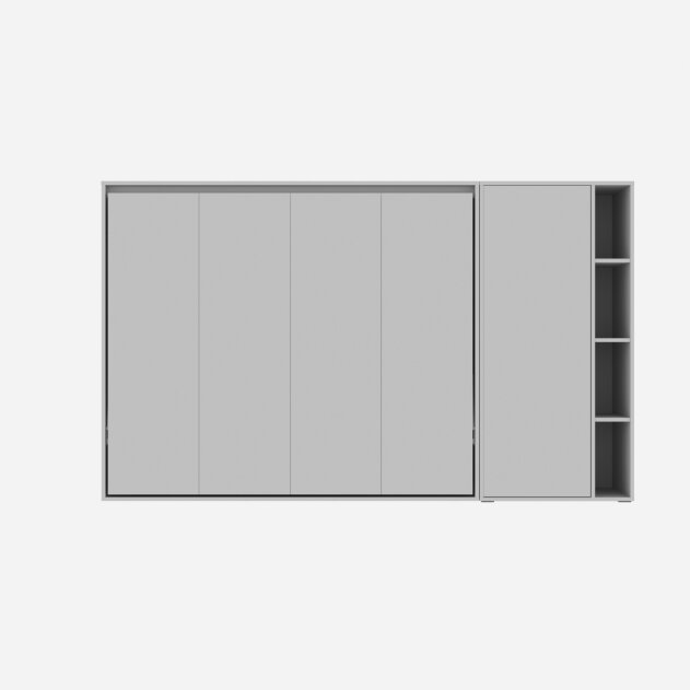 SMARTBett SET Schrankbett M2 160x200 Horizontal und Schrank Perlgrau