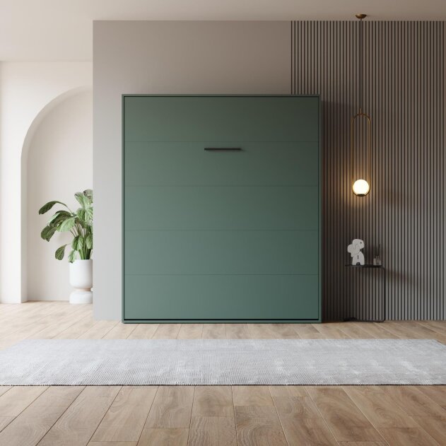 Schrankbett M1 180x200 Vertikal Steingrün  LIMITED EDITION! - Rückwand Kaiserberg Eiche