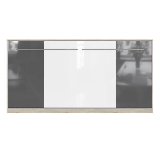 AKTION! NEU!!!! SMARTBett Schrankbett Standard 90x200 Horizontal Eiche Sonoma/Anthrazit/Weiss  Hochglanzfront mit Gasdruckfedern